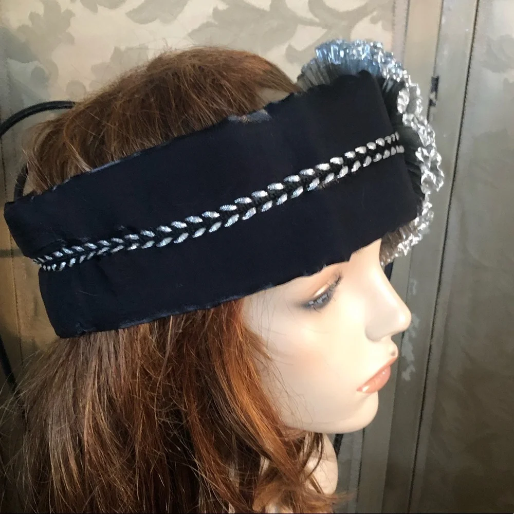 Antique Black & Silver Flapper Headband - Picture 6 of 7